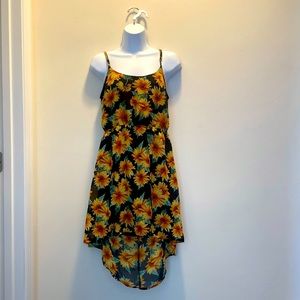 Backless highlow sunflower dress